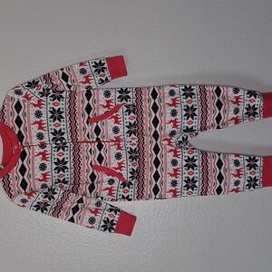 Christmas Pajamas 2T Sleepwear Toodler Boys Red Full Zipper Pajamas
